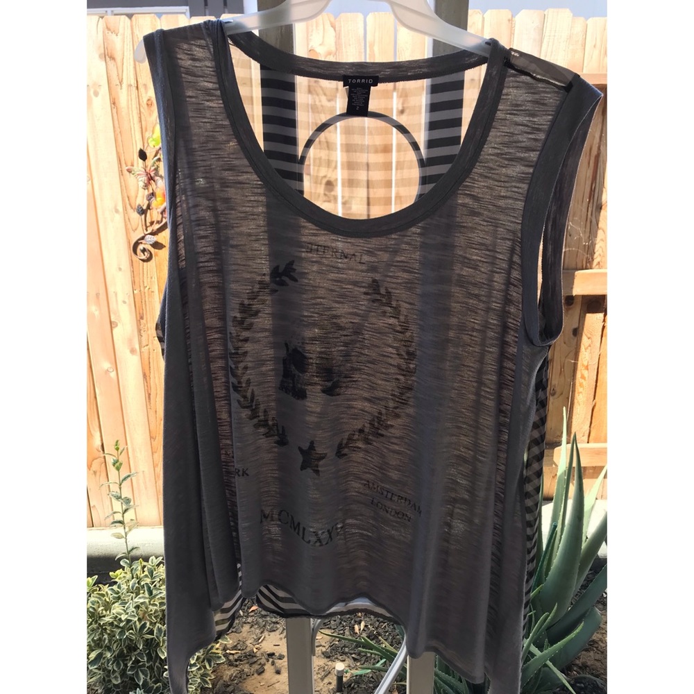 gray high-low tank top